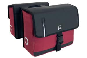 Dubbele canvas fietstas rood/zwart 30 liter business