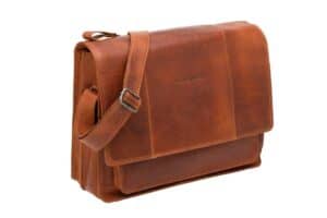 Enkele fietstas Fellini cognac leer laptoptas 15 inch