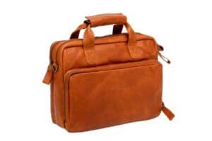 Enkele fietstas Cali cognac leer laptoptas 15 inch